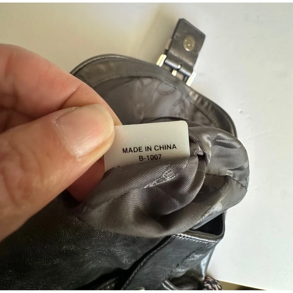 Y2K Michael Kors Heidi Clutch Metallic Pewter Leather Buckle Evening Bag NEW